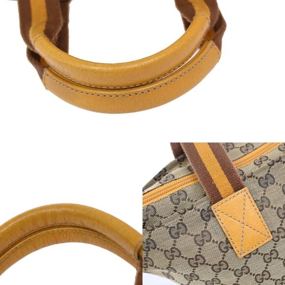 GUCCI Logo Sherry GG Pattern Hand Bag Canvas Leather Brown Italy 31FC137 - Picture 8 of 16